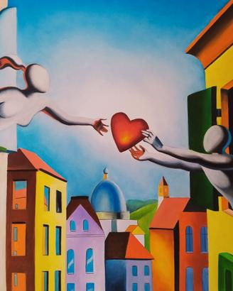 quadro dipinto a mano arte moderna metafisica