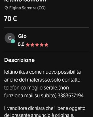lettino bambini