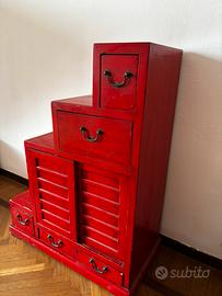 Mobile stile orientale rosso in legno