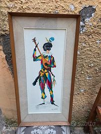 quadri pulcinella e arlecchino firmati 