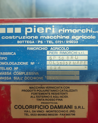 Rimorchio agricolo vendemmia 5000 kg