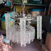 grande lampadario modernariato  tubolari di vetro