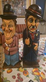Coppia Portabottiglie Vintage Charlot e Stanlio -