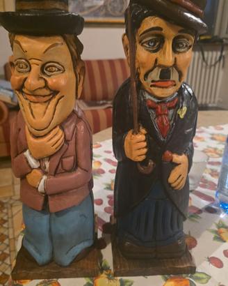 Coppia Portabottiglie Vintage Charlot e Stanlio -