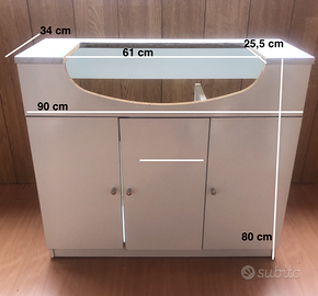 Mobile  Bagno Bianco con Top Effetto Marmo 90 cm