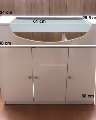 Mobile  Bagno Bianco con Top Effetto Marmo 90 cm