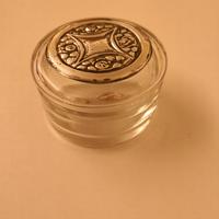 Portagioielli rotondo cristallo/argento anni '70