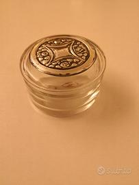 Portagioielli rotondo cristallo/argento anni '70