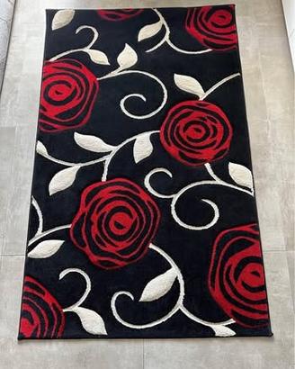 TAPPETO NERO CON ROSE