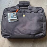 Borsa porta PC marrone con interni arancioni