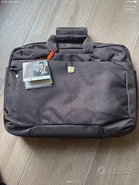 Borsa porta PC marrone con interni arancioni