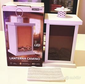 Lanterna led bianca effetto camino fiamma viva 