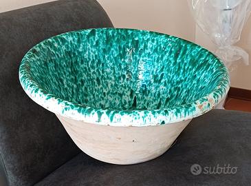 Ciotola  smaltata verde anni '40 (h=24cm - d=50cm)