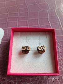 Orecchini gufetto in legno e cristalli