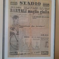 QUADRO CON GIORNALE " BARTALI MAGLIA GIALLA " TOUR