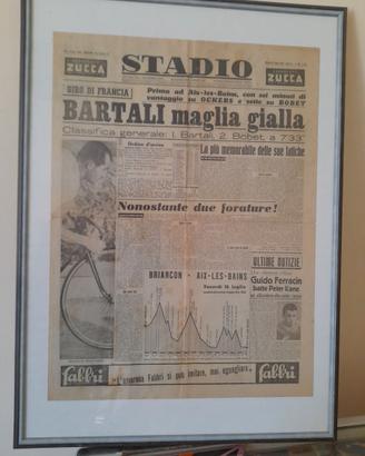 QUADRO CON GIORNALE " BARTALI MAGLIA GIALLA " TOUR