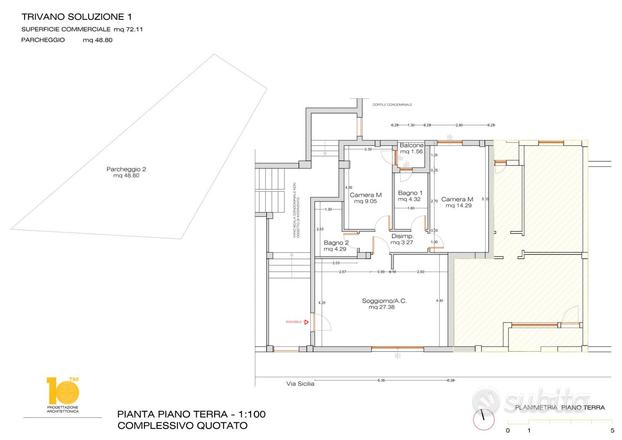 Trivano di 75 mq in centro