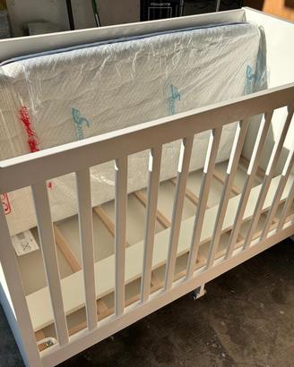 Lettino a sbarre con materasso in memory foam
