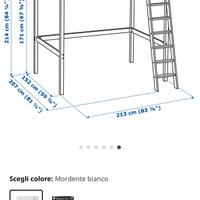 Letto soppalco ikea bianco + materasso - smontato