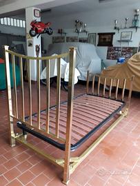 LETTO SINGOLO-IN OTTONE-COMPLETO DI RETE A DOGHE