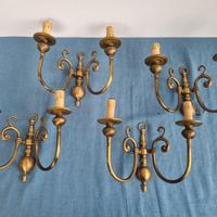 4 Appliques da parete in ottone francese
