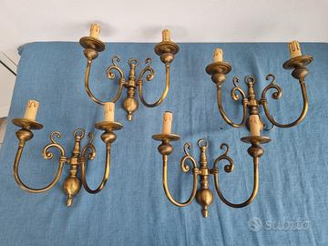4 Appliques da parete in ottone francese