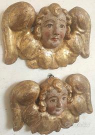 Putti angeli legno antico dorato 500 XVI secolo