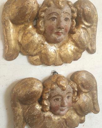 Putti angeli legno antico dorato 500 XVI secolo