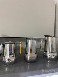 Set di 3 caffettiere in acciaio made in italy