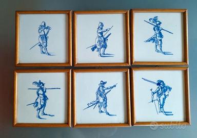 6 quadri ceramica Delft vintage cm 15 x 15