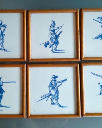 6 quadri ceramica Delft vintage cm 15 x 15