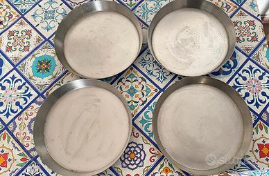 4 padellini teglia per pizza in acciaio inox come