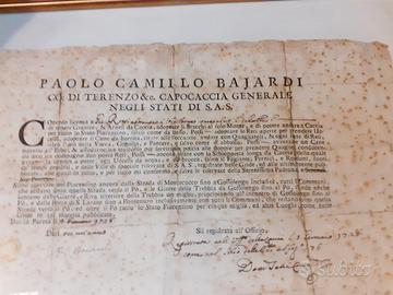 Licenza di caccia del 1728 da collezione