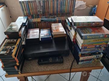 Lettore VHS + 200 Videocassette Originali