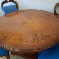 TAVOLO NOCE 120CM ALLUNGABILE 160 SMONTAB+ 4 SEDIE