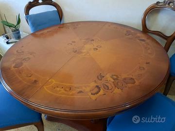 TAVOLO NOCE 120CM ALLUNGABILE 160 SMONTAB+ 4 SEDIE