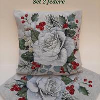 2 Federe cuscino fiore agrifoglio gobelin