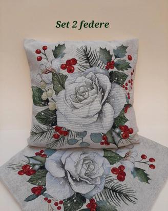 2 Federe cuscino fiore agrifoglio gobelin