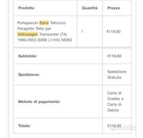 Barre longitudinali per vw t4/t5