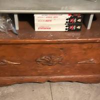 Cassapanca in legno intagliato - vintage autentica