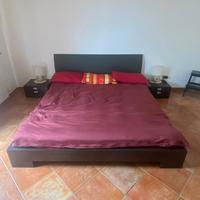 Letto King Size Moderno in Legno Wengé