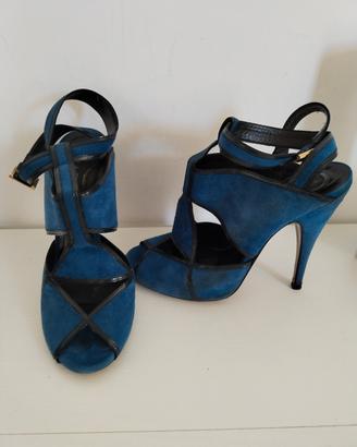 ETRO Décolleté Sandali Tacco Alto Blu Camoscio 40