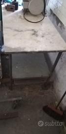 Tavolino inox con ripiano in marmo 60x100x80