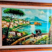 Golfo di Napoli dipinto a olio su tela firmato.