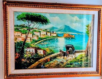 Golfo di Napoli dipinto a olio su tela firmato.