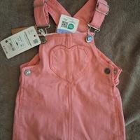 Salopette rosa Blukids con cuore rosa – 6/9 mesi