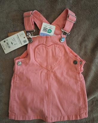 Salopette rosa Blukids con cuore rosa – 6/9 mesi