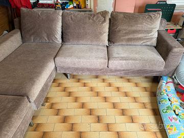 Divano a L in tessuto - marrone tortora