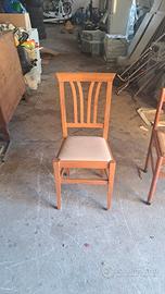 sedie legno e seduta in pelle circa 20 pezzi 