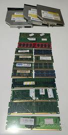ram 15 pezzi ddr ddr2 ddr3 pc portatile + 3 cd rom